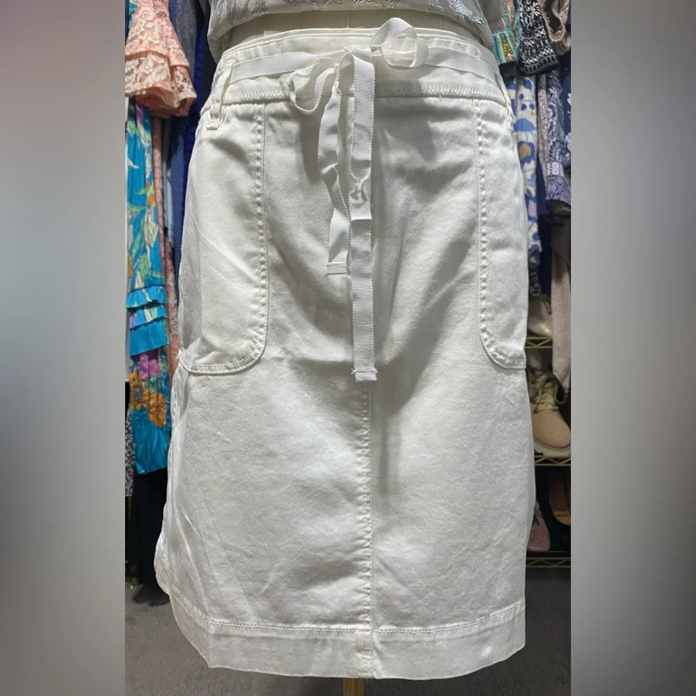 Ann Taylor LOFT Bright White Tie-Waist Mini Skirt - Picture 2 of 10